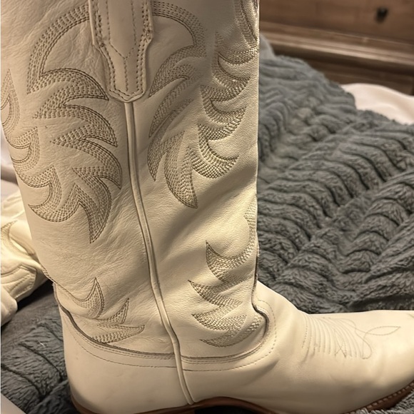 Boots. Tecovas Bone Calfskin Cowboy Boots - Picture 8 of 11